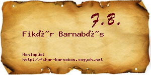 Fikár Barnabás névjegykártya